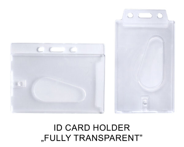 Sztywny holder na identyfikator, transparentny. AMGS Group.