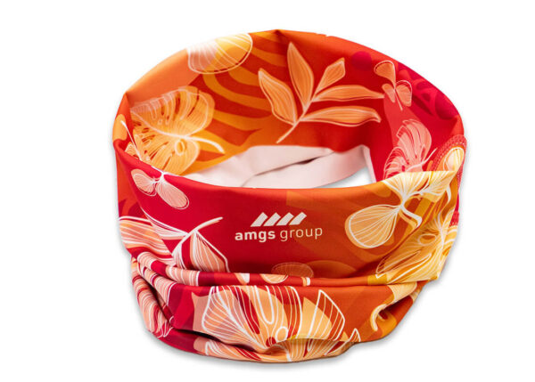Komin z mikrofibry z nadrukiem sublimacyjnym. Praktyczny i lekki gadżet reklamowy od AMGS Group.