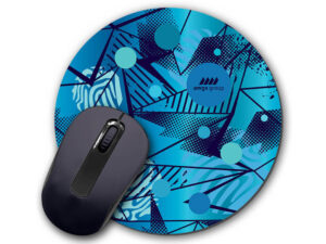 Okrągła podkładka pod mysz z logo firmy – sublimacyjny nadruk full color od AMGS Group