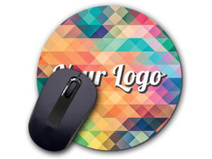 Okrągła podkładka pod mysz z logo firmy – sublimacyjny nadruk full color od AMGS Group