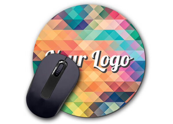 Okrągła podkładka pod mysz z logo firmy – sublimacyjny nadruk full color od AMGS Group