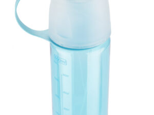 Butelka SPRAY 600 ml z logo, funkcją spryskiwacza i podziałką, idealna jako gadżet firmowy.