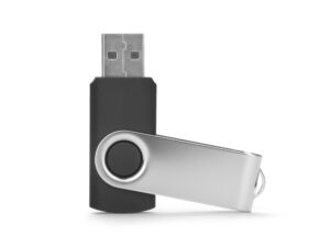 Pendrive TWISTER 4 GB z obrotową obudową i nadrukiem logo, doskonały jako upominek firmowy.