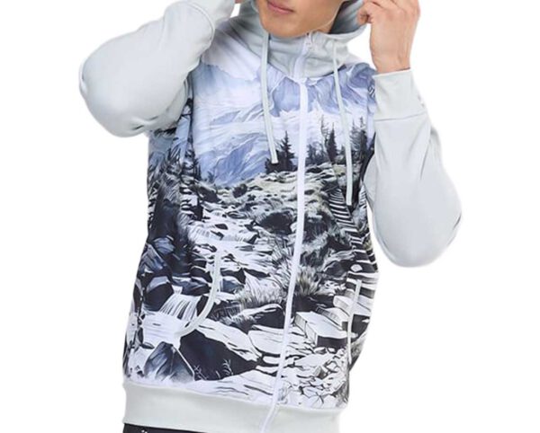 Bluza męska termoaktywna z logo, zapinana na zamek, z kapturem i pełnokolorowym nadrukiem – idealna na outdoorowe aktywności. Sprawdź ten model już teraz w AMGS Group!